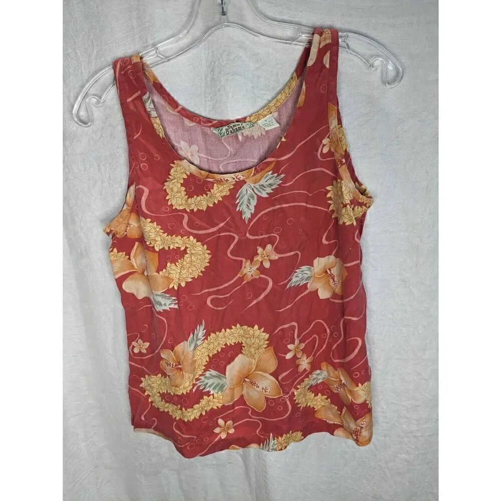 Tommy Bahama 100% Silk Hawaii Hawaiian Tank Top S Small